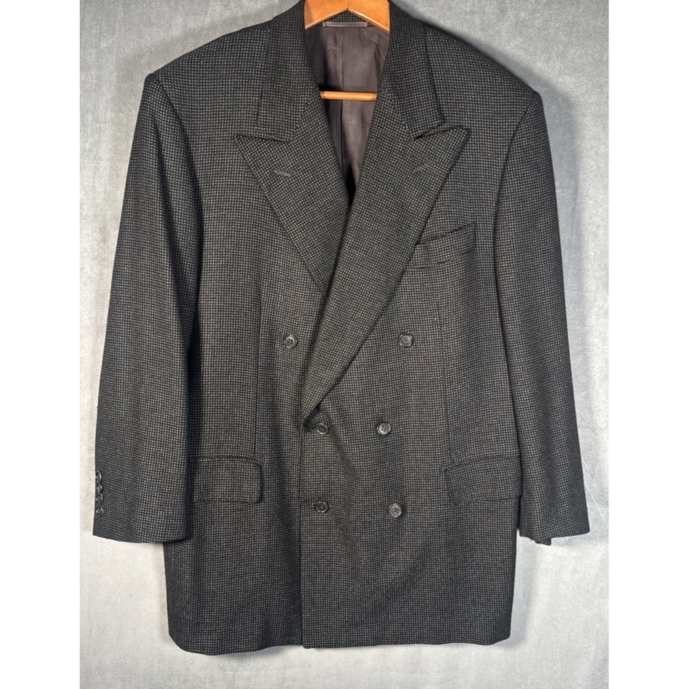 Ermenegildo Zegna Suit Jacket Mens Double Breasted Charcoal Wool Mohair 44S